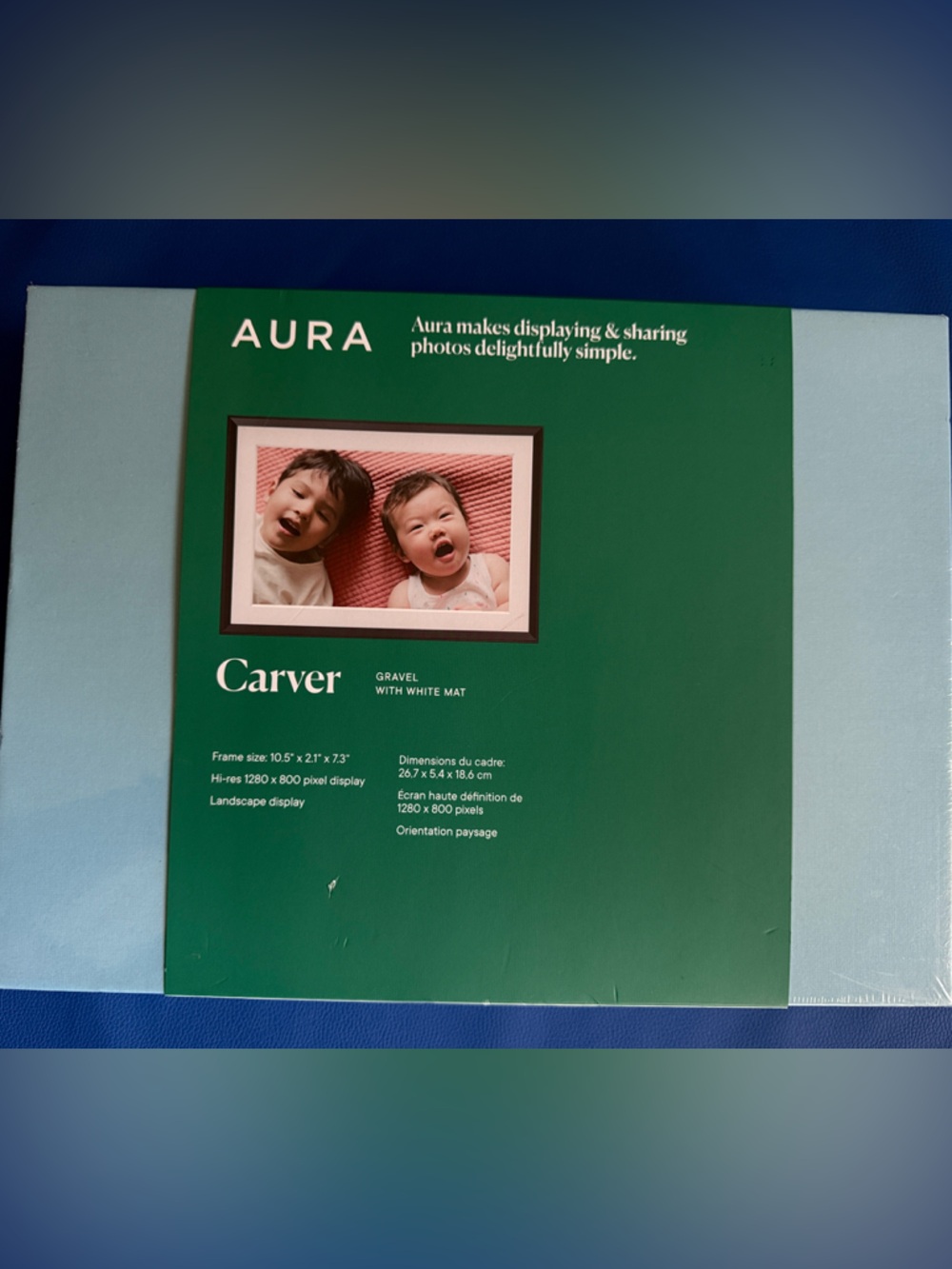 Aura Carver Digital Frame - Gravel Frame with White Mat - Picture 2 of 6